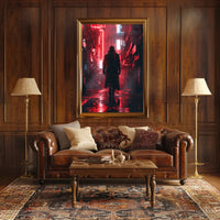 Cyberpunk Cityscape Neon Lights Art Poster PosterGoat