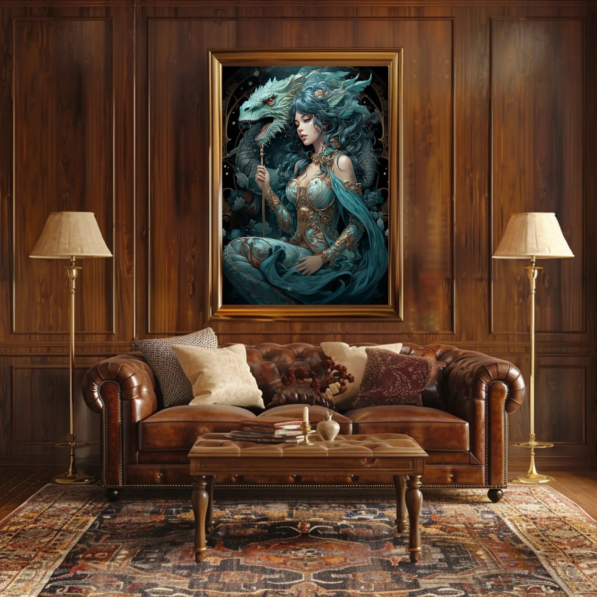 Enchantress And Dragon Poster