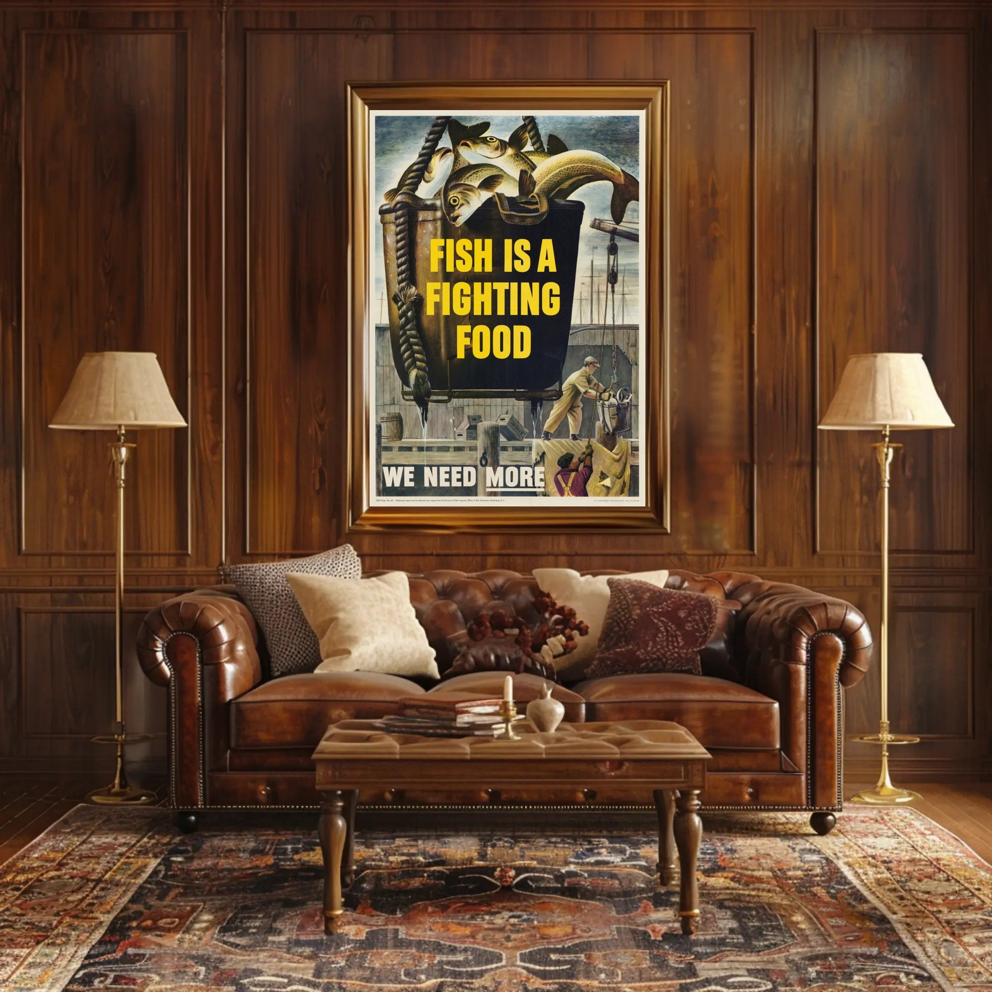 FISH IS A FIGHTING FOOD WWII Propaganda Poster PosterGoat