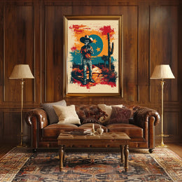 Desert Cowboy Skeleton Poster PosterGoat