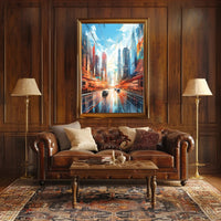 Futuristic Cityscape with Dynamic Lines Sci-Fi Poster