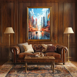 Futuristic Cityscape with Dynamic Lines Sci-Fi Poster