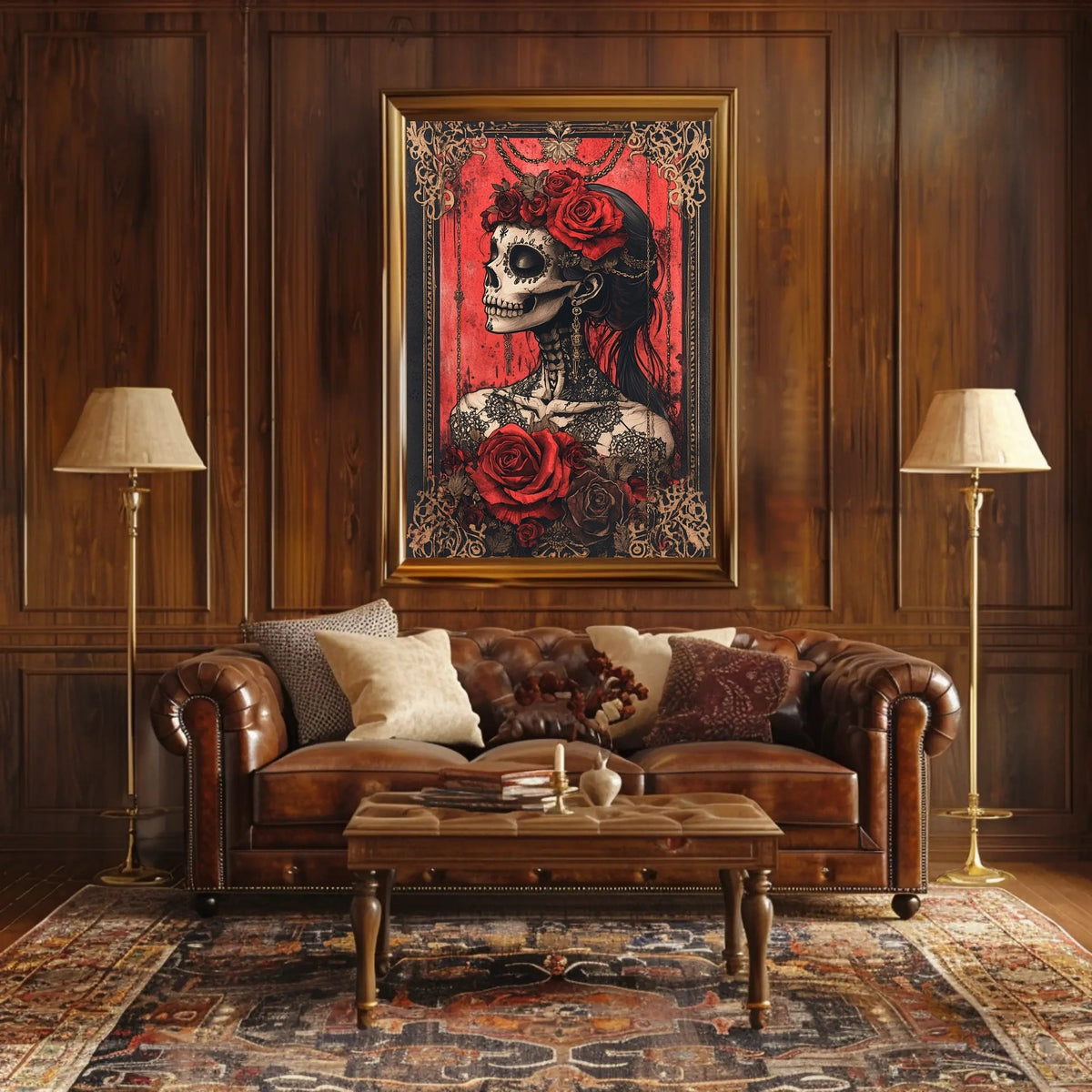 Day of the Dead Skull Woman Cultural Poster