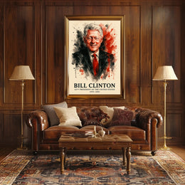 Bill Clinton Watercolor Portrait: Historical or Presidential Poster