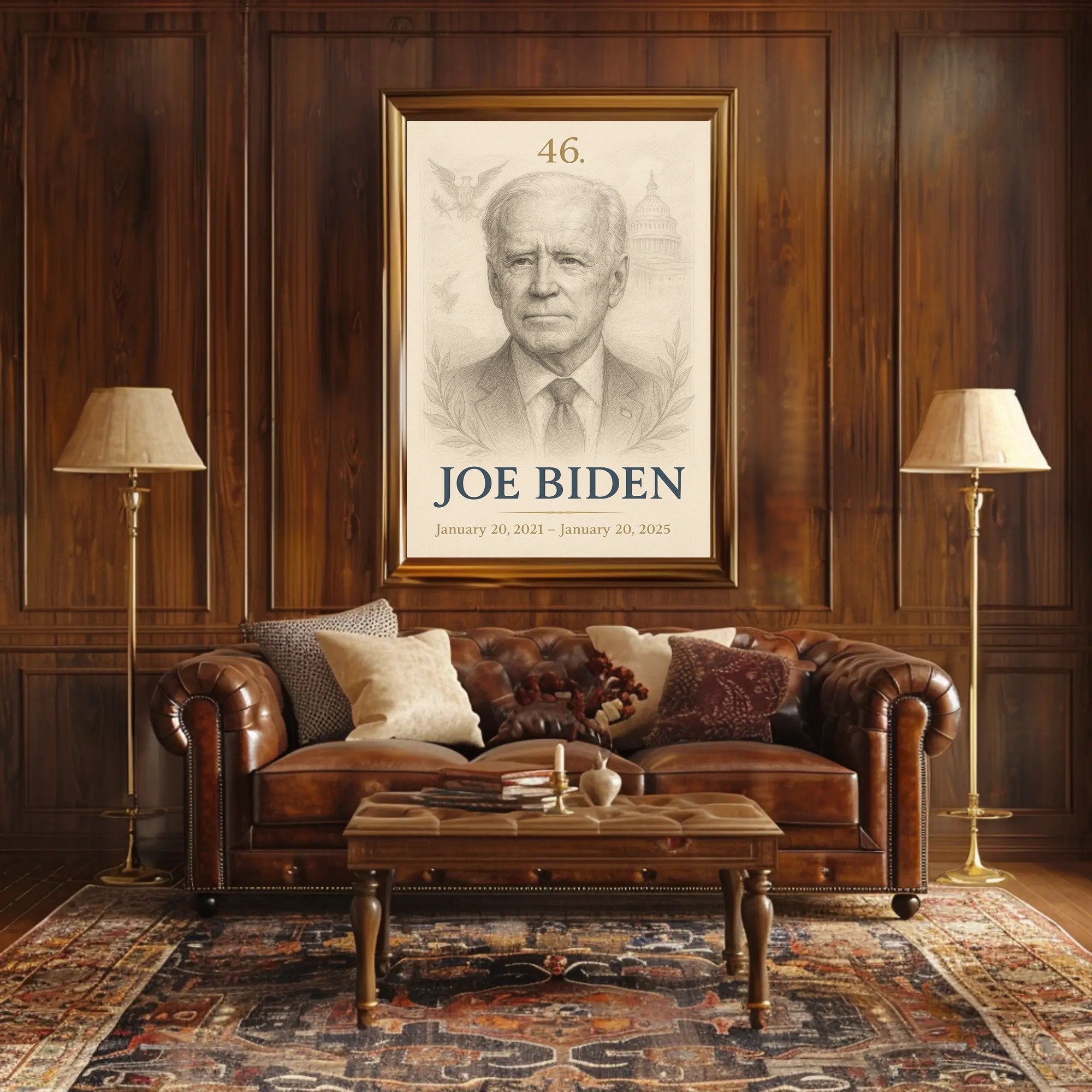 Joe Biden 46th President Sketch Poster Art Print for Home Decor PosterGoat