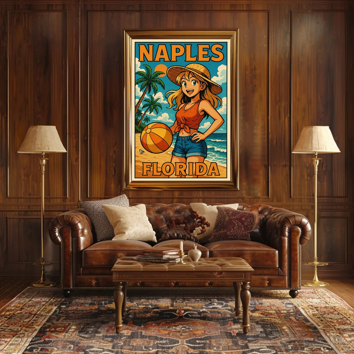 Naples Florida Beach Vibes Poster Coastal Wall Art 18x24