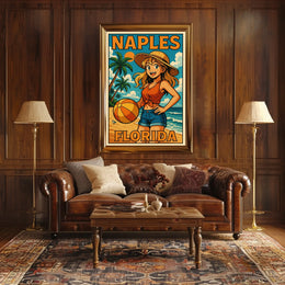Naples Florida Beach Vibes Poster Coastal Wall Art 18x24