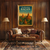 Bagan Travel Poster: Vintage Art of Timeless Beauty