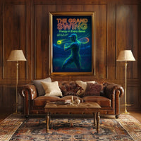 The Grand Swing Neon Tennis Event Poster Retro Wall Art