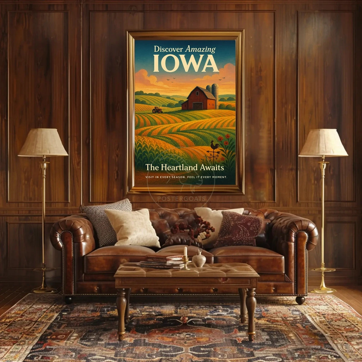 Iowa Heartland Vintage Travel Poster
