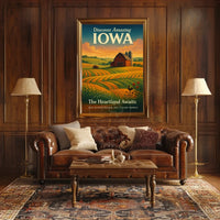 Iowa Heartland Vintage Travel Poster