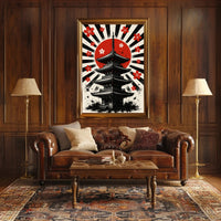 Rising Sun Pagoda Art Print Poster for Home Decor and Travel Enthusiasts PosterGoat