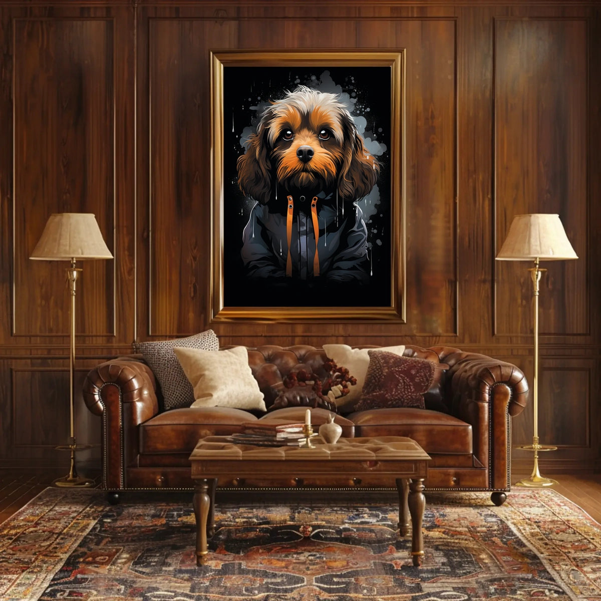 Stylized Dog Portrait: Urban Fashion Art Print