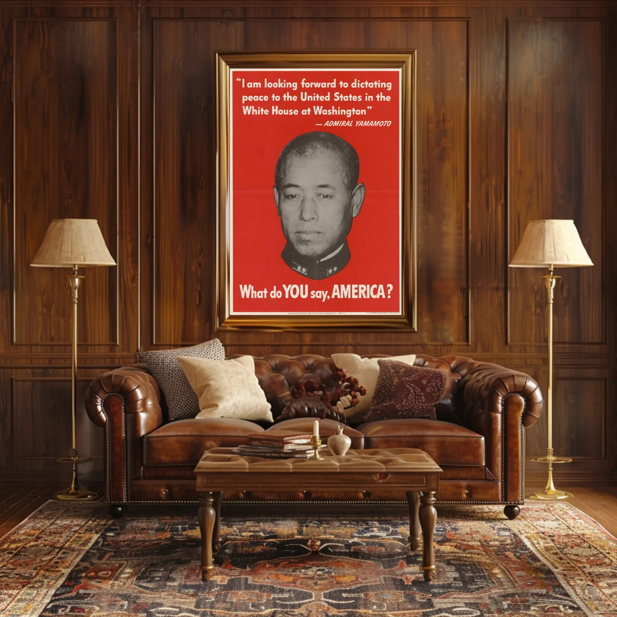 U.S. Wartime Propaganda Poster Featuring Admiral Yamamoto Poster PosterGoat