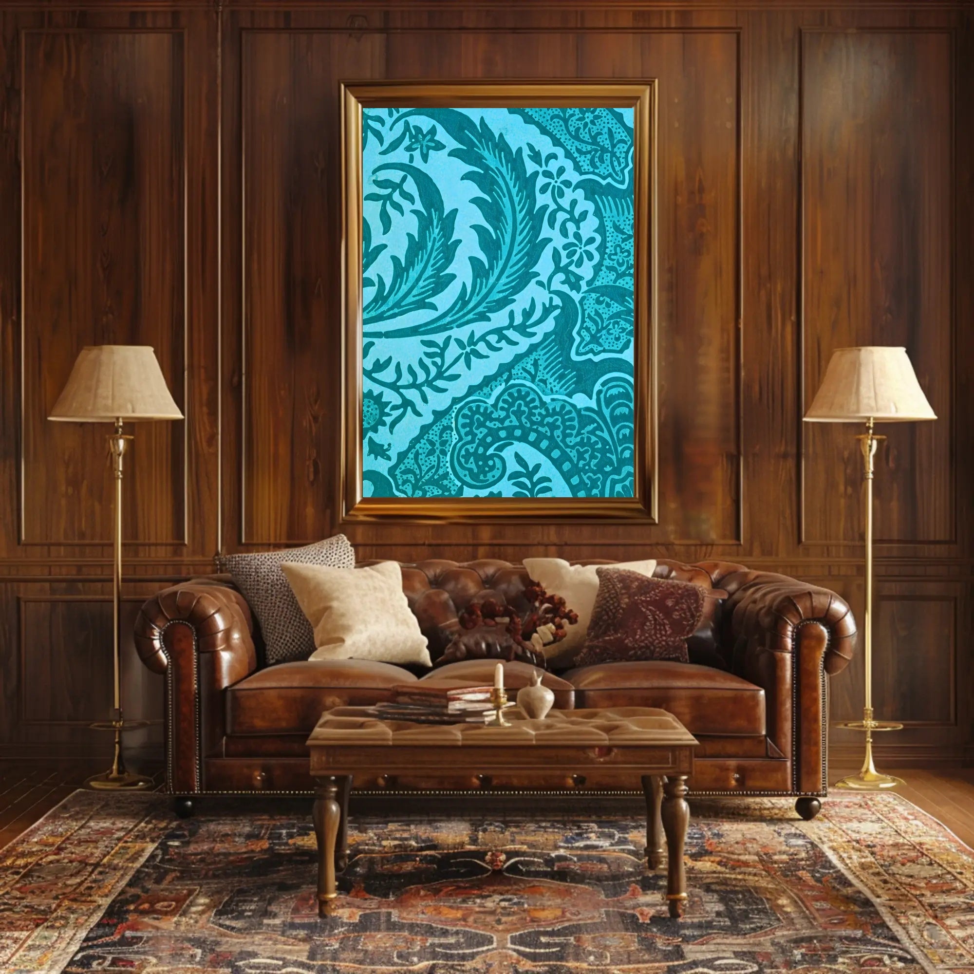Intricate Teal Patterns Poster