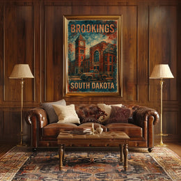 Brookings South Dakota Vintage Charm Cityscape Travel Decor Prairie Vibes Poster