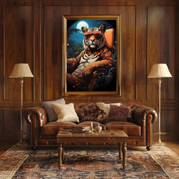 Lush Tropical Tiger Sitting Sunglasses Animal Poster