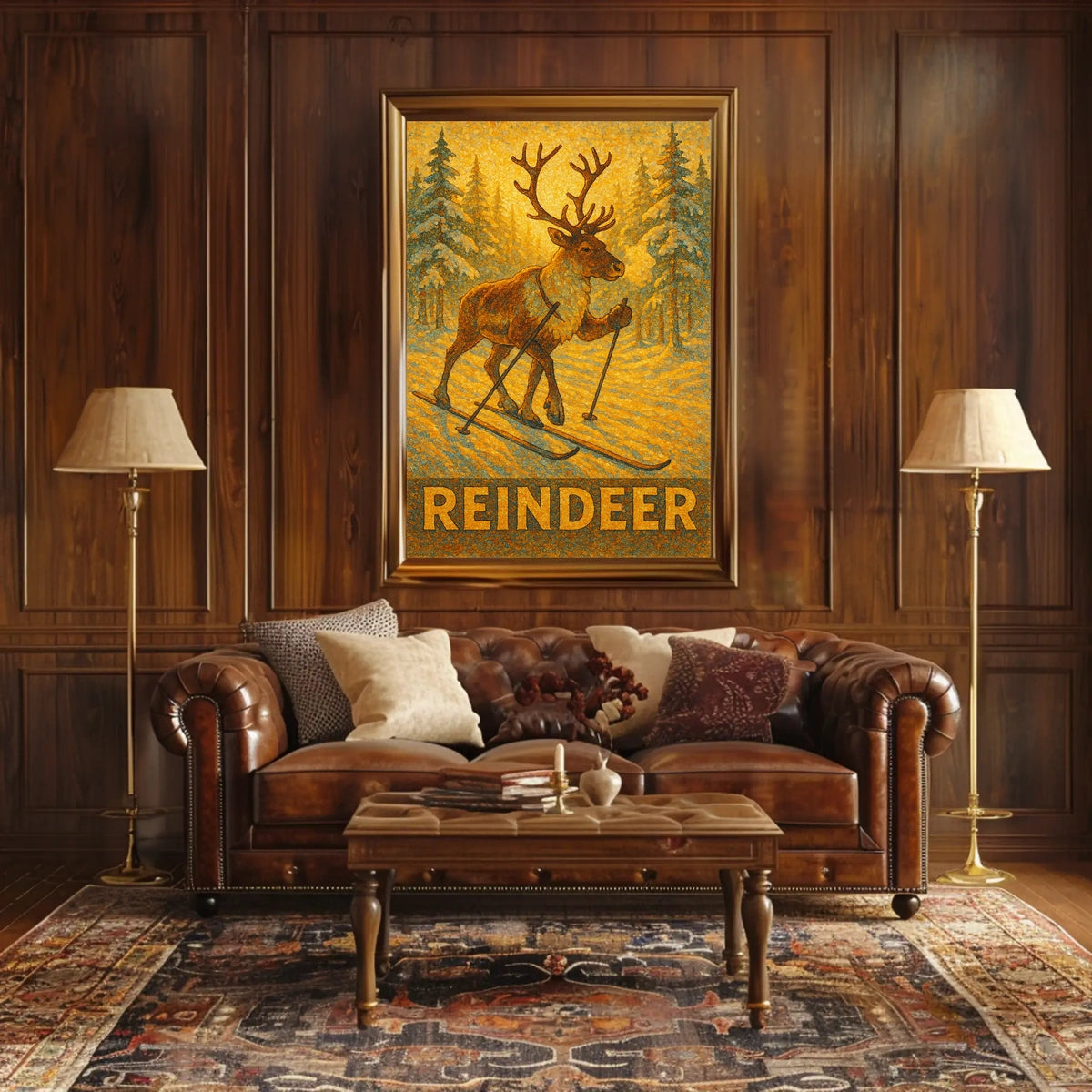 Reindeer On Skis Poster