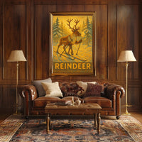 Reindeer On Skis Poster