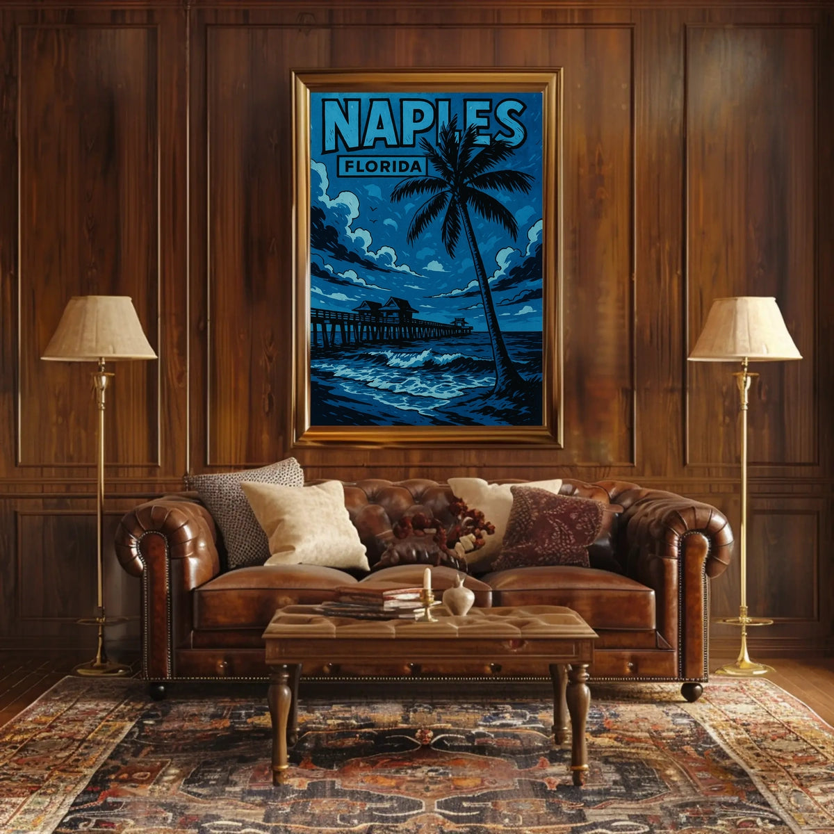 Naples Florida Poster Coastal Wall Art for Beach Decor