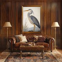 Heron Illustration Poster Elegant Coastal Wall Art