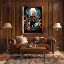 Bear's Moonlit Adventure in a National Park Poster