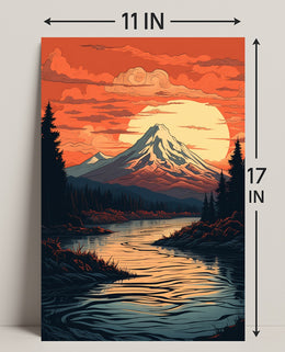Serene Mountain Sunset Poster PosterGoat
