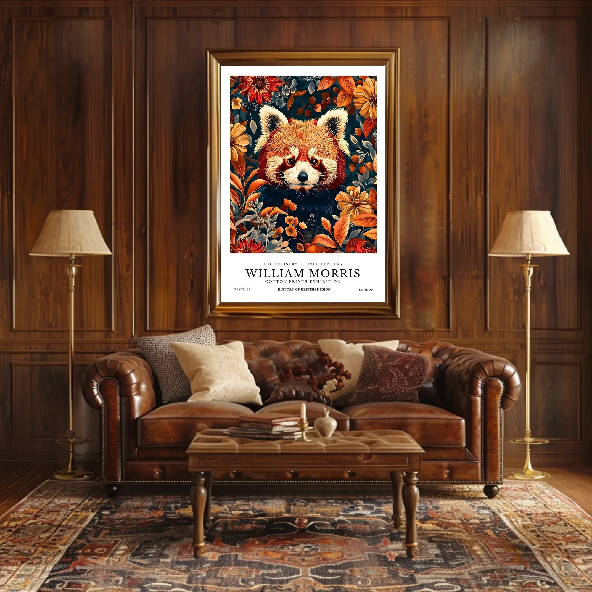 Vibrant Red Panda Nature Illustration Artistic Poster