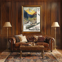 Far West Travel Poster Vintage Train National Parks