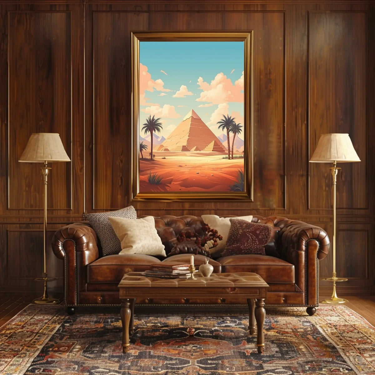Ancient Egyptian Landscape with Pyramid Cultural Heritage Poster