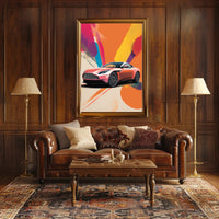 Luxury Sports Car Vibrant Abstract, Artistic, or Pop Culture Poster