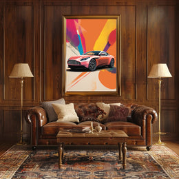 Luxury Sports Car Vibrant Abstract, Artistic, or Pop Culture Poster