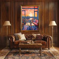Guangzhou Sunset Cityscape with Cozy Interior Poster