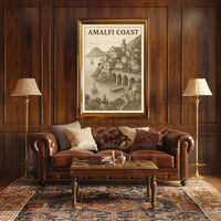 Amalfi Coast Illustration Poster Wall Art 18x24 Print