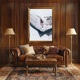 Vintage Car In Snow Vintage Poster