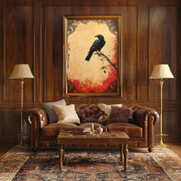 Raven on a Branch Artistic Vintage Animal Poster