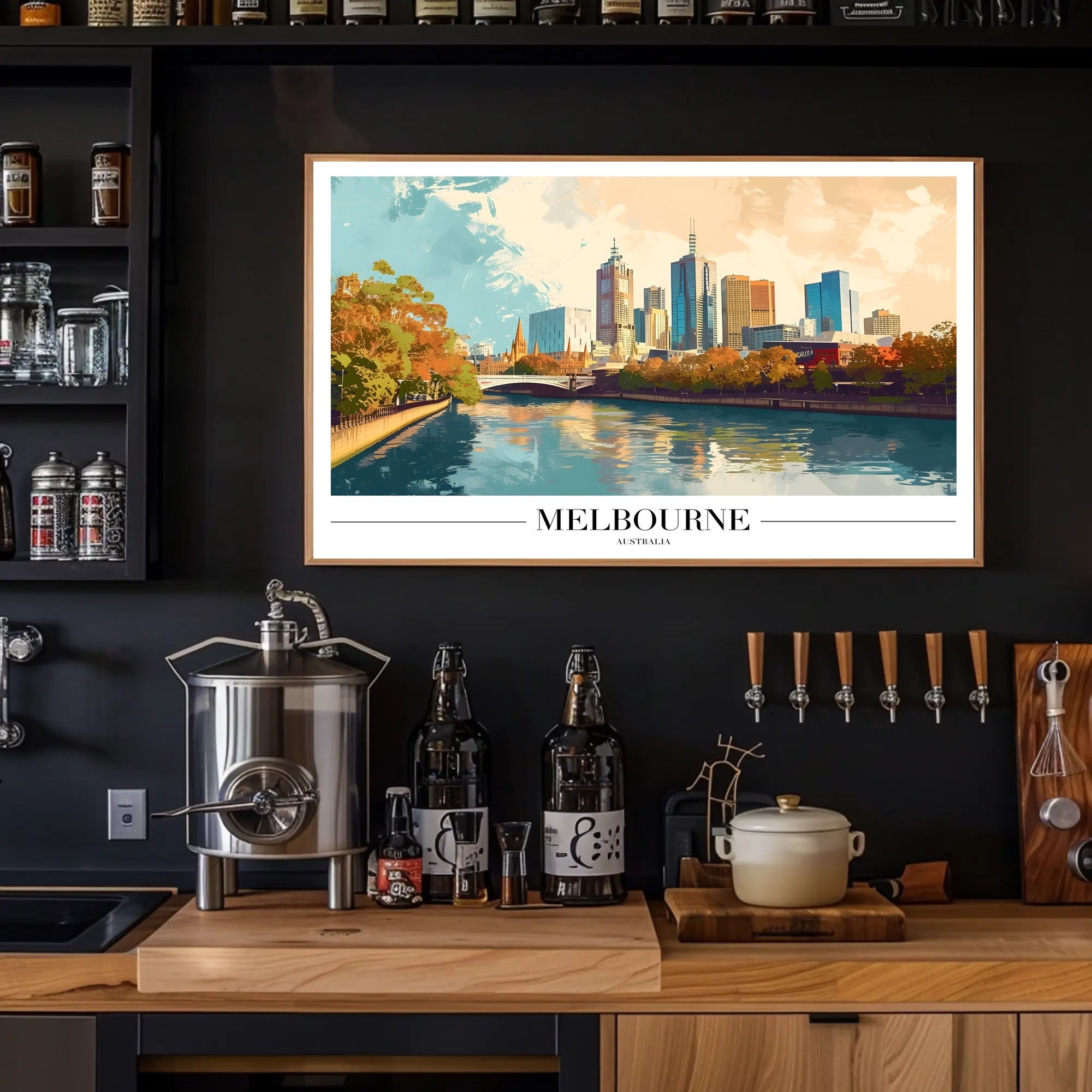 Melbourne's Vibrant Skyline: Urban or Cityscape Poster