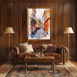 Vivid City Scene Lviv Old Town Street View Ukraine Poster