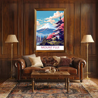 Mount Fuji Vintage Travel Art Poster