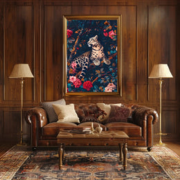 Majestic Snow Leopard with Lush Flora Animal Poster