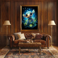 Whimsical Baby Turtle Underwater Fantasy Art Poster