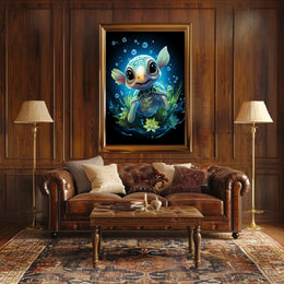 Whimsical Baby Turtle Underwater Fantasy Art Poster