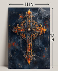 Gothic Cross With Skull Poster