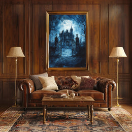 Haunted Manor Under The Moonlight Poster