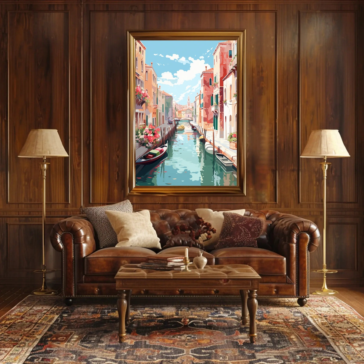Venetian Canal Beauty Explored in Travel Poster