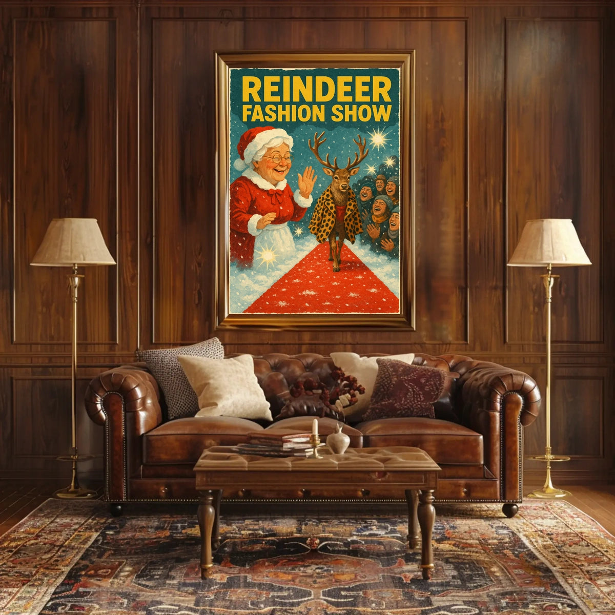 Reindeer Fashion Show Vintage Holiday Animal Poster