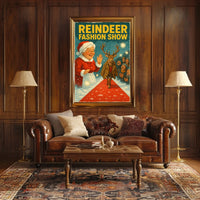 Reindeer Fashion Show Vintage Holiday Animal Poster