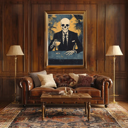 Skeleton in a Suit Elegant Macabre Tropical Poster