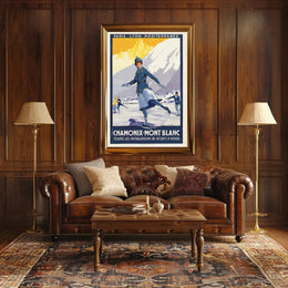 Vintage Chamonix Travel Poster - Elegant Alpine Winter Sports Adventure PosterGoat