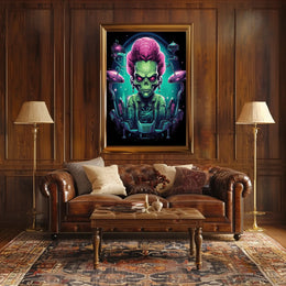 Alien Commander Sci-Fi Illustration Poster